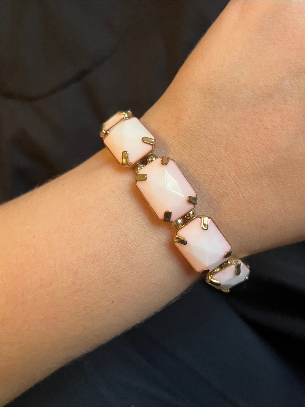 Forever 21 Gold-Tone Bracelet with Soft Pink Faceted Stones
